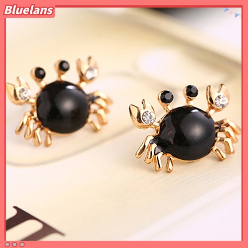 Anting Stud Desain Kepiting Laut Aksen Berlian Imitasi Bahan Alloy Warna Emas Untuk Wanita