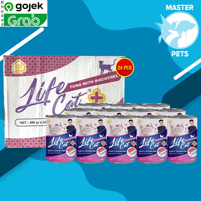 GOSEND Makanan Kucing Life cat Plus Wet Food Kaleng Dus 24Pcs 400gr