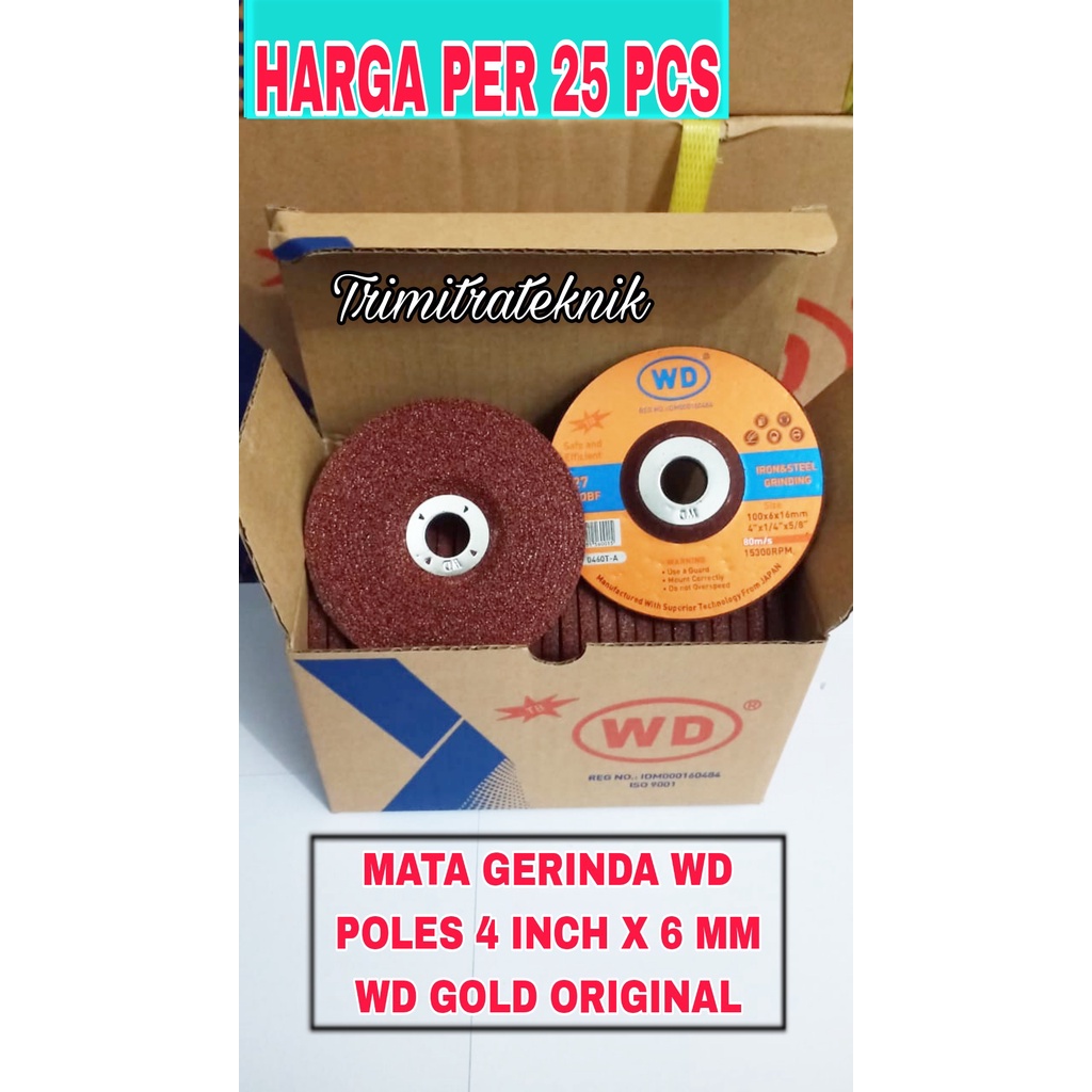 Jual HARGA PER 25 PCS BATU POLES WD GOLD 4 INCH WD GRINDING WHEEL UNTUK