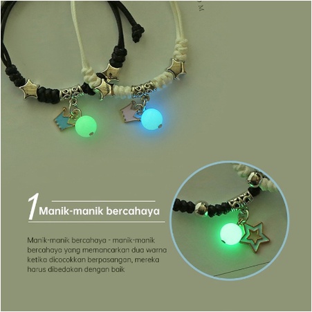 【Ready Stock】2 Pcs/Set Sepasang Bercahaya Gelang Couple Anyaman Dapat Disesuaikan Fashion Korea Wanita Pria Pasangan Gelang Perhiasan Aksesoris AM