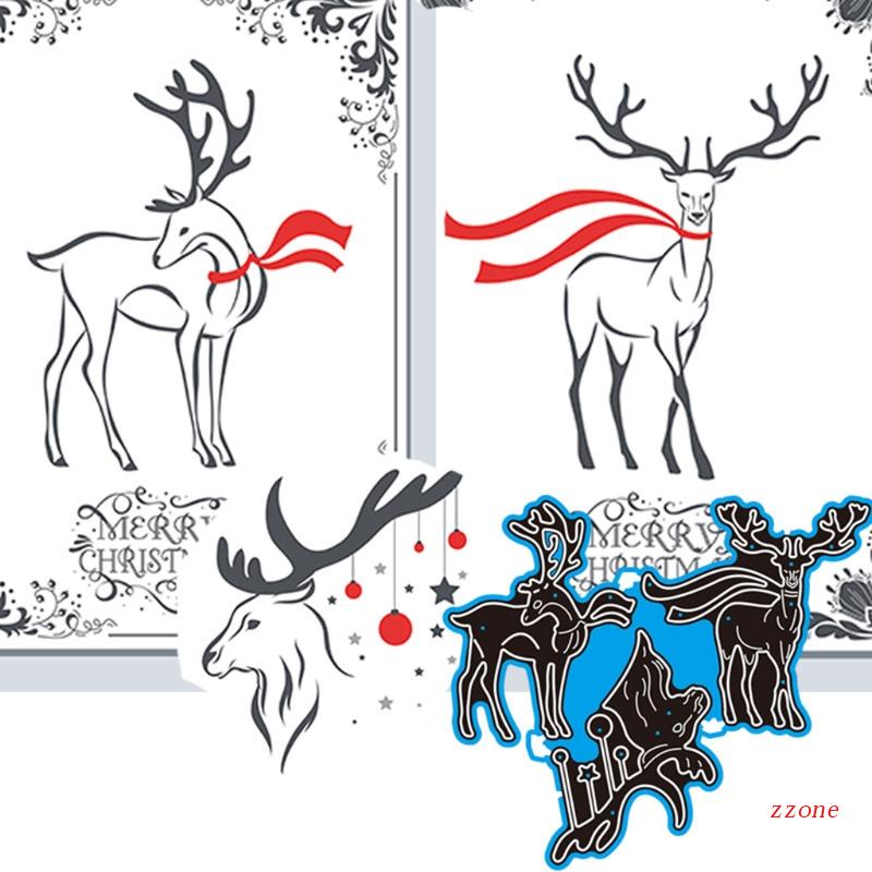 Cetakan Stensil Cutting Dies Motif Rusa Natal Bahan Metal Untuk Scrapbook / Craft DIY