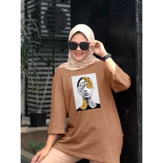 Glitten Store | Kaos Jumbo Wanita / Kaos Wajah Kupu / Atasan Jumbo Wanita / Kaos Oversize / Fashion 
