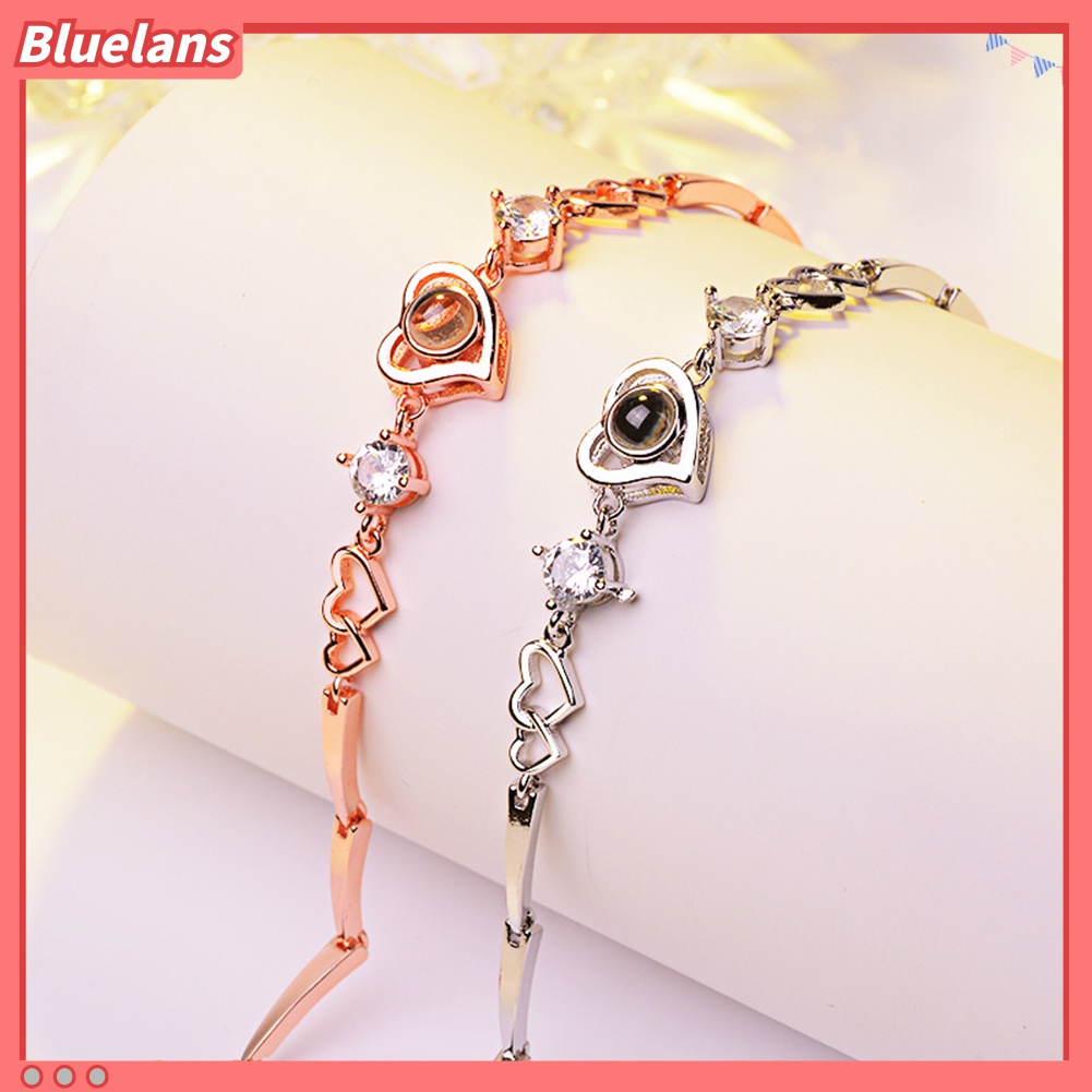 Gelang Rantai Proyeksi 100 Bahasa I Love You Bentuk Hati