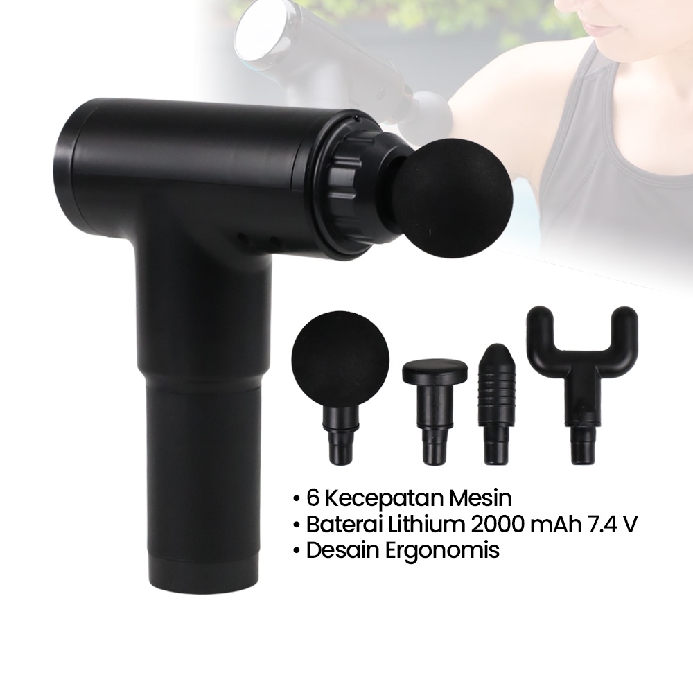 LEHIKO Alat Pijat Elektrik Pundak Punggung Tangan Massage Facial Gun Rechargeable - FH-320 - Black