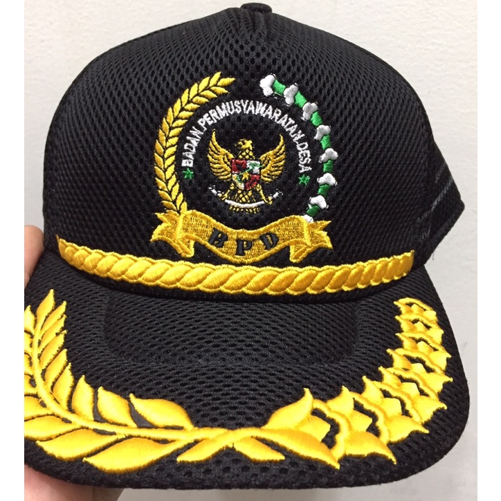 topi hitam jaring BPD /topi BPD hitam /topi badan permusyawaratan desa / tapi BPD jaring