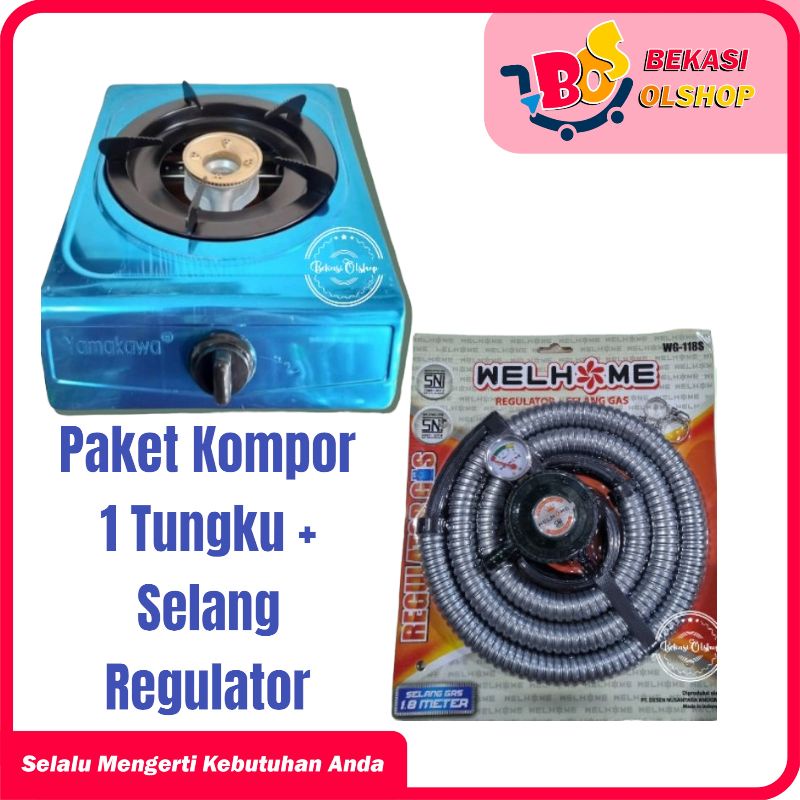 PAKET KOMPOR SATU TUNGKU DAN SELANG REGULATOR