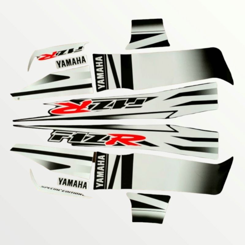 Striping sticker motor yamaha fiz r spesial edition putih hitam merah tahan pernis printing cutting