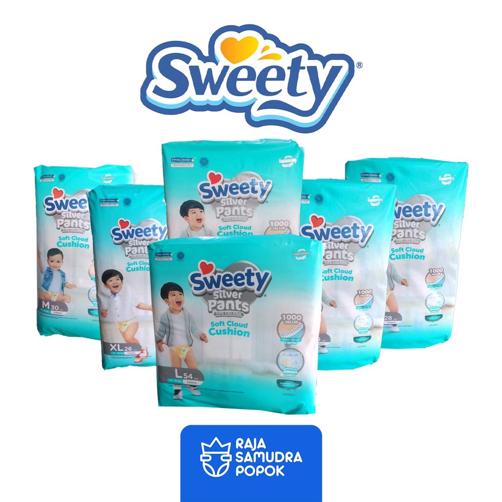 SWEETY SILVER PANTS ( NBS-40, S32, S66, M30, M46, M60, L26, L40, L54, XL26, XL42, XXL32  )