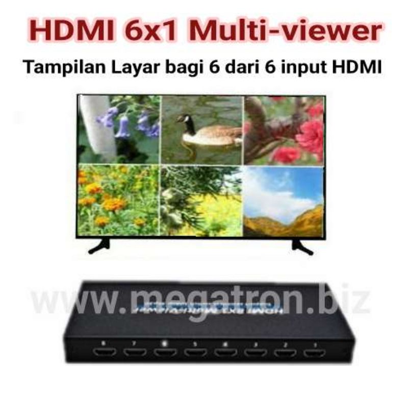 HDMI 6x1 Multiviewer - Pembagi layar menjadi 4/6/8 (support 4K)