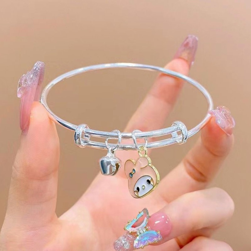 AY(CN) Gelang Tangan Silver Wanita Desain Kartun Kuromi Bell Lucu