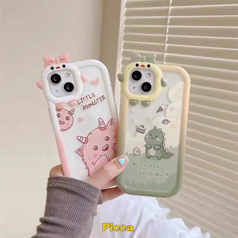 Casing Lensa 3D Little Monster Redmi Note11 10 9 8 11Pro+9T 9A 10A 10C 9C NFC A1 9 10 A1+10 11s 10 Pro Max Plus PO CO M3 X3 NFC Pro Mi 11Lite Lovely Dinosaurus Soft Cover Monster