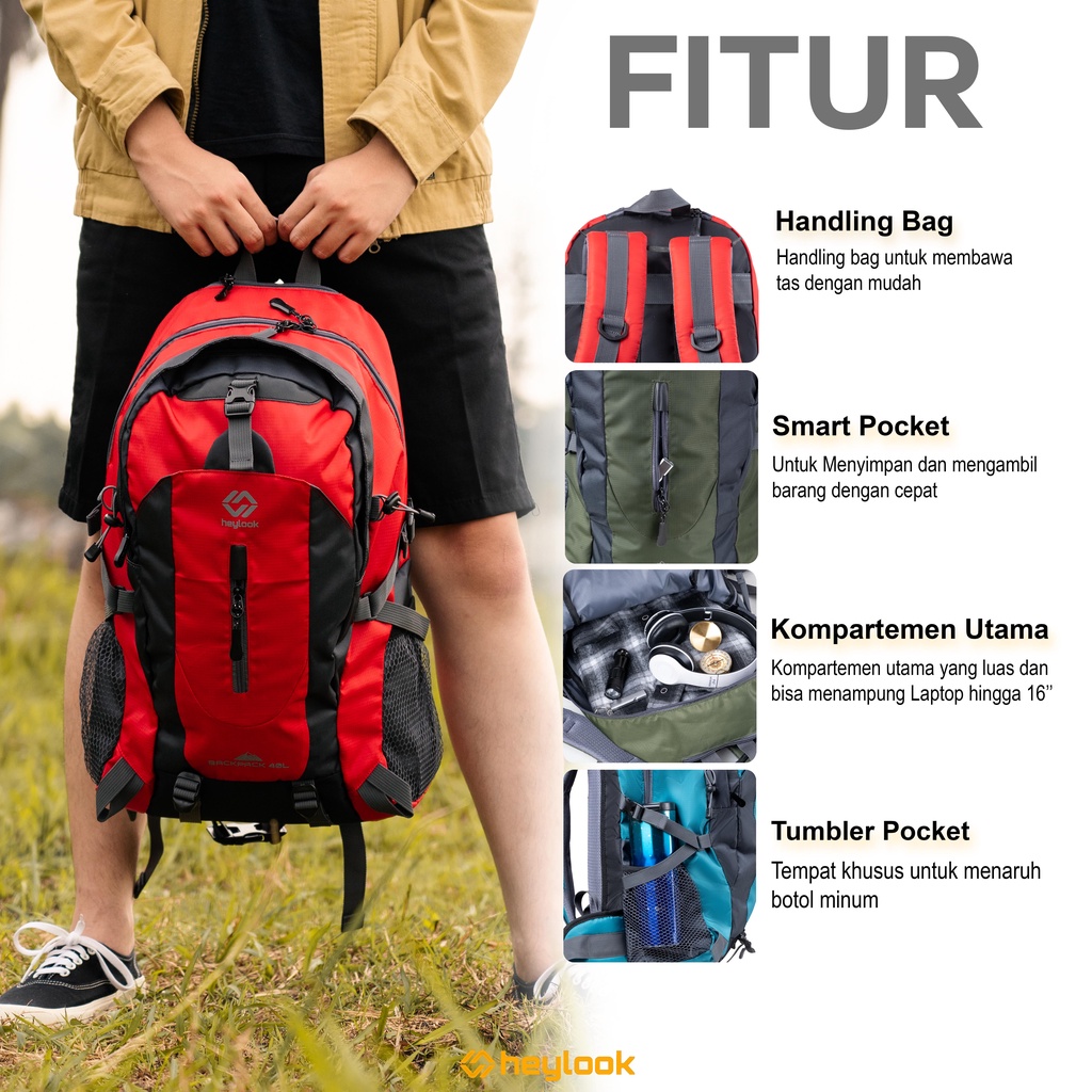 Tas Pria Keren Tas Gunung Polos Casual Tas Ransel Cowok Sporty Tas Backpack Sporty Cowok Remaja Dewasa Tas Backpack Outdoor Unisex