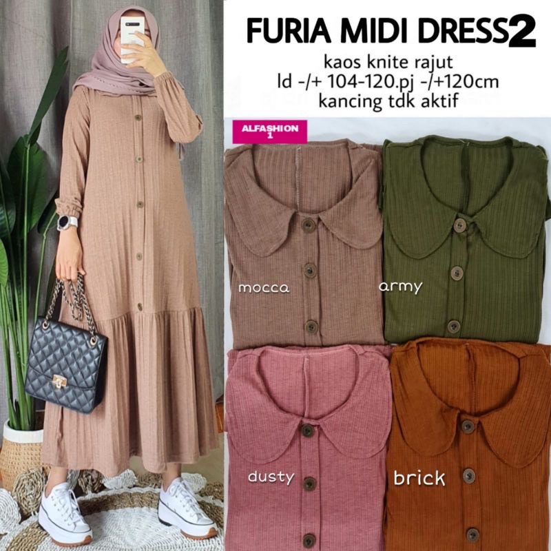 Furia Midi Dress - Midi Dress Kaos knite Rajut LD104+ / 383-6981