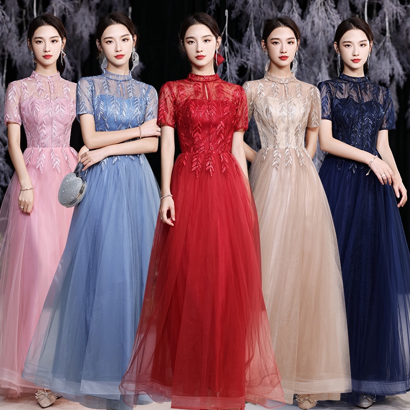 Gaun Pesta 2210023 Navy Merah Pink Cream Biru Muda Party Dress