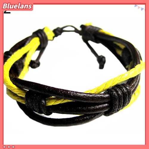 Bluelans Gelang Multilayer Bahan Kulit Imitasi Untuk Pria Dan Wanita