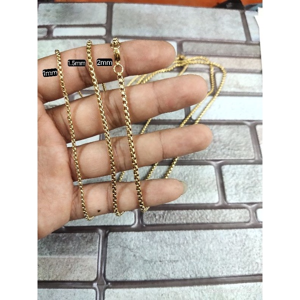 Termurah!!!! Kalung titanium / stainless motif Itali bulat warna gold tidak karat panjang 50cm