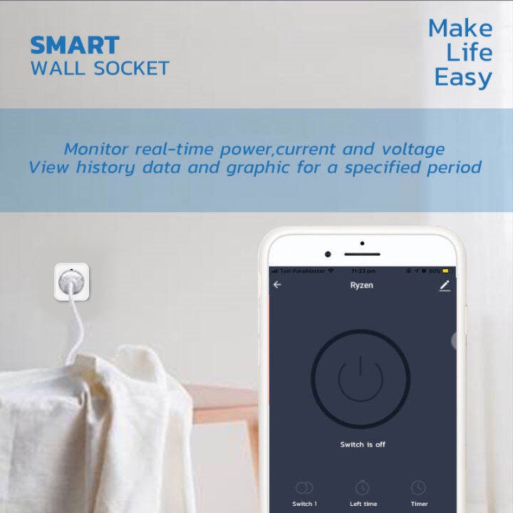 Kadonio WiFi Smart Plug Socket 16A with Power Monitor Stop Kontak Colokan stop kontak timer