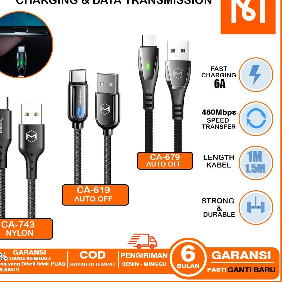 Best Product MCDODO Kabel Data USB Type C Auto Off FAST Charging 10w 15w 18w 33w-65w ,CA-7430 CA-619