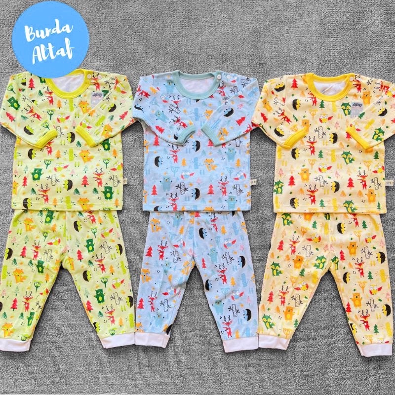 Setelan Baju Bayi Lengan Panjang Usia 0 - 6 Bulan Celana Model Pampers / Popok Baju Tidur Bayi [ Bunda Altaf ]