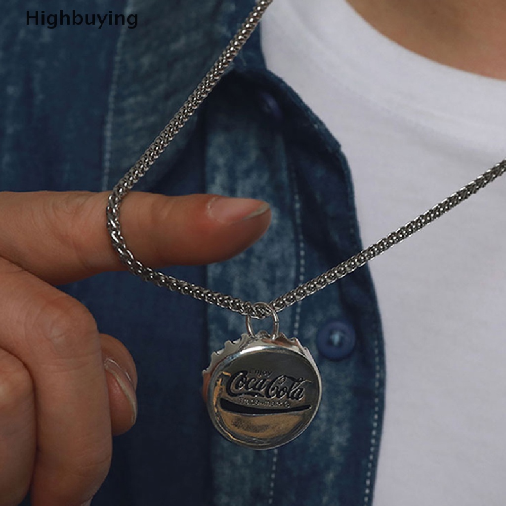 Kalung Rantai Liontin Botol Cola Bahan Metal Warna Silver Gaya Retro Vintage Punk Hip-hop Klasik Glory