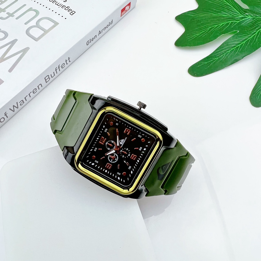 COD✅ Jam Tangan Pria Wanita Rubber Analog Quartz Segi Fashion Watch Korea Gaya Sport Jarum Harga Grosir   S1250