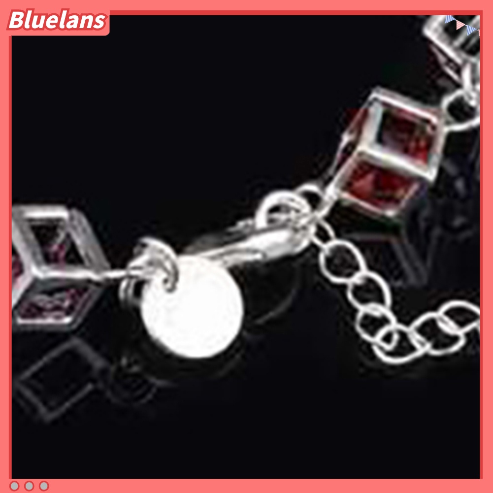 Bluelans Fashion Women Silver Plated Cube Colorful CZ Bracelet Bangle Jewelry Gifts