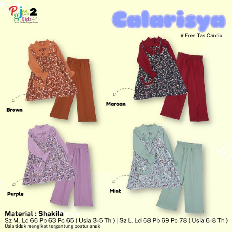 100% ORI  Calarisya daily set anak by PGJ Kids 2