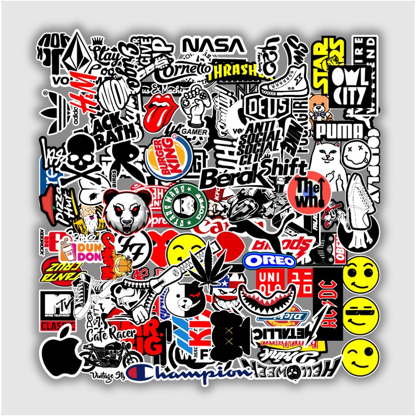 107 PCS STICKER RANDOM LOGO BRAND AESTHETIC ANTI AIR UNTUK LAPTOP CASE TUMBLER HP HELM MOTOR