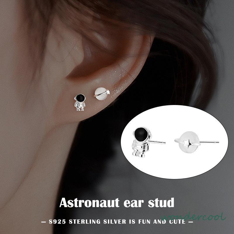 Anting Astronot anting Cahaya Desain Ceruk Wanita Anting Opal Asimetris Mewah-Won