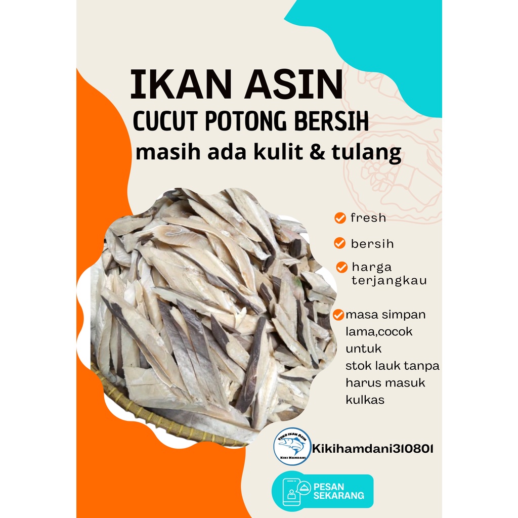 

Ikan Asin Cucut Potong Putih Bersih Kemasan 100gr