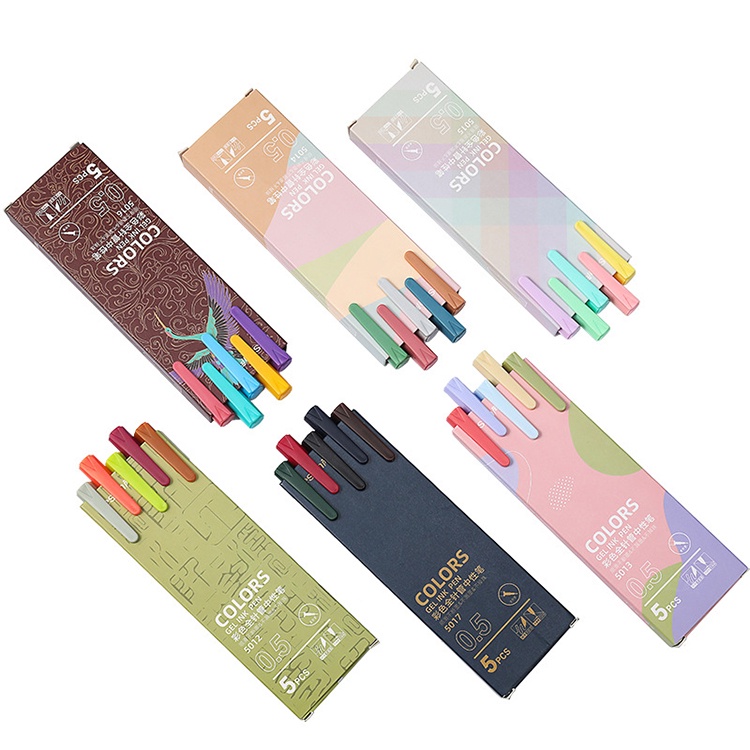 COD❤️5PCS/SET Macarons pena akun tangan warna pena gel Fashion Wanita Korea Aksesoris Murah Import