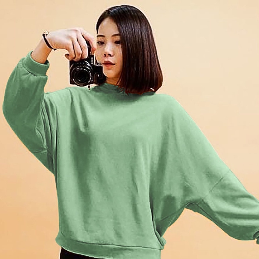 Battwing Sweater Oversize - Outfit Wanita - Allsize Bahan - Bahan Fleece tebal dan lembut