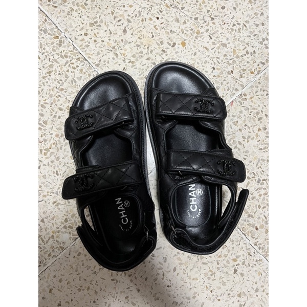 [PRELOVED LIKE NEW] 1:1 Chanel Dad Sandals Black Size 35