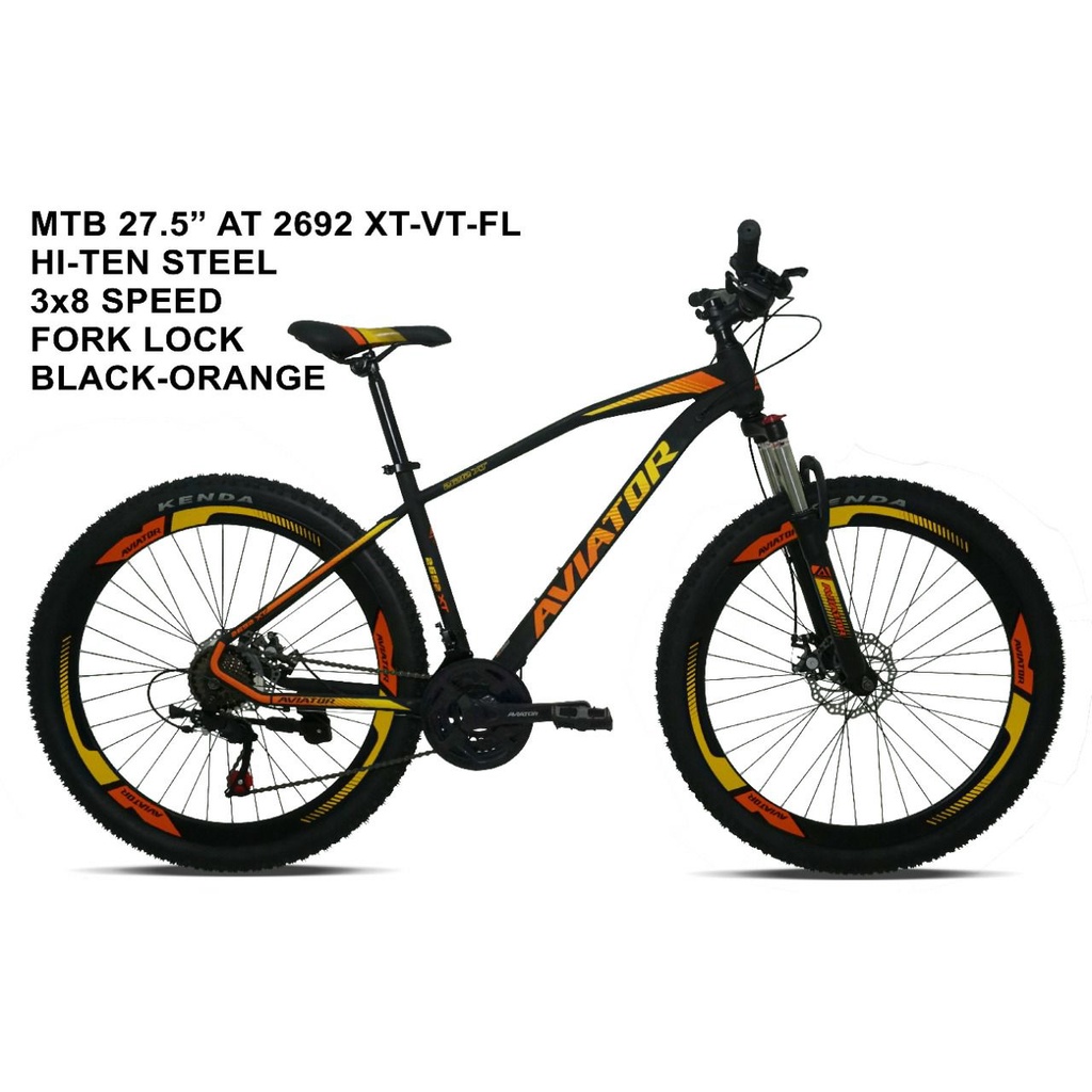 SEPEDA GUNUNG MTB 27,5 &quot; AVIATOR TYPE 2692 XT-VT-FL 24 SPEED VELG TINGGI DAN DOUBLE DISC BRAKE