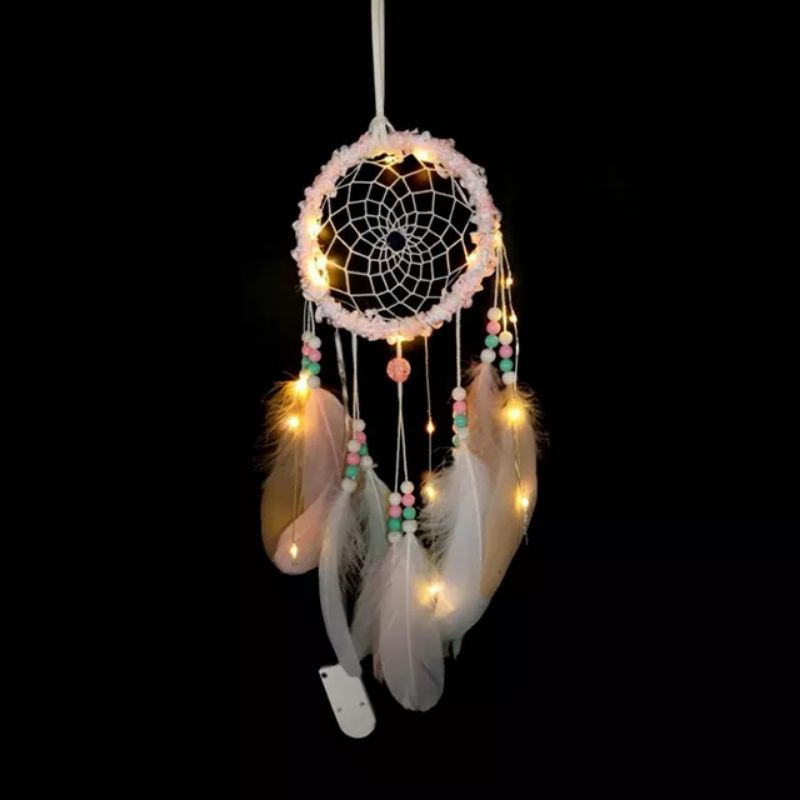 Dream Catcher Dengan Lampu Led / Gantungan Dekorasi Dinding Dream Catcher