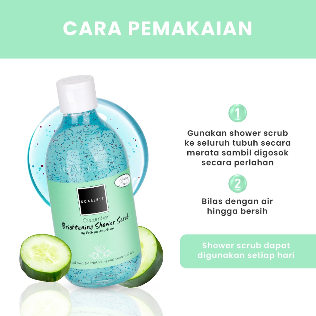 ORIGINAL Scarlett Whitening Shower Scrub Cucumber - Girlsneed77 Beauty Skincare Cosmetics Medan Kosmetik