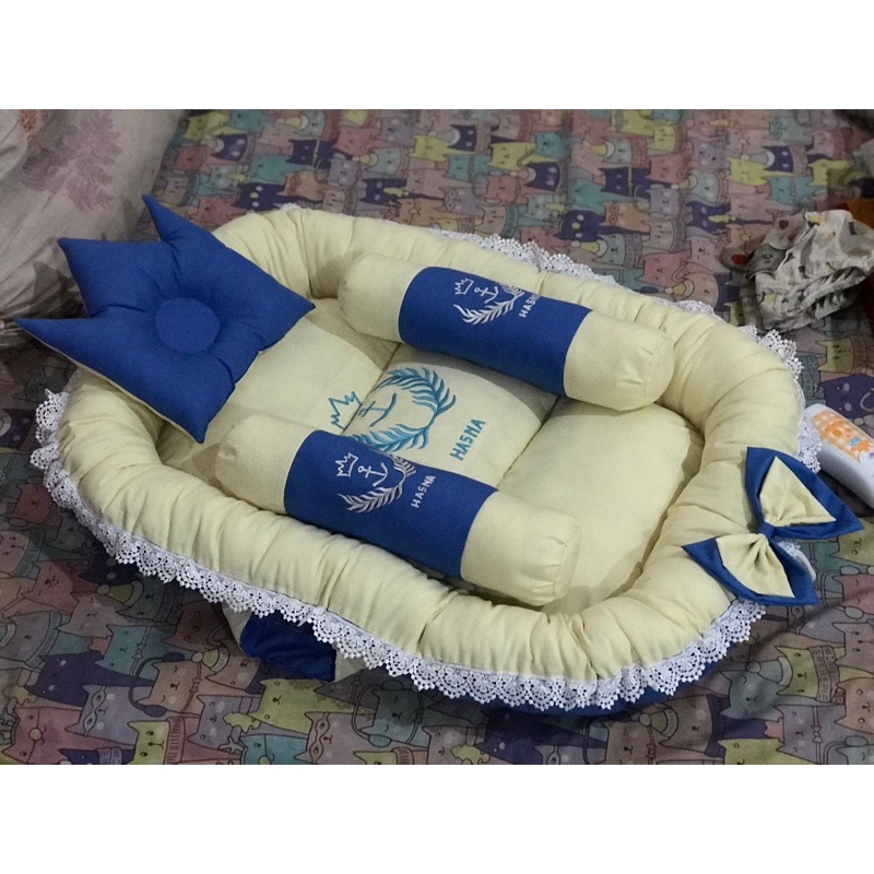 Kasur Bayi Baby Nest Bordir Nama + Pita Set Kelambu