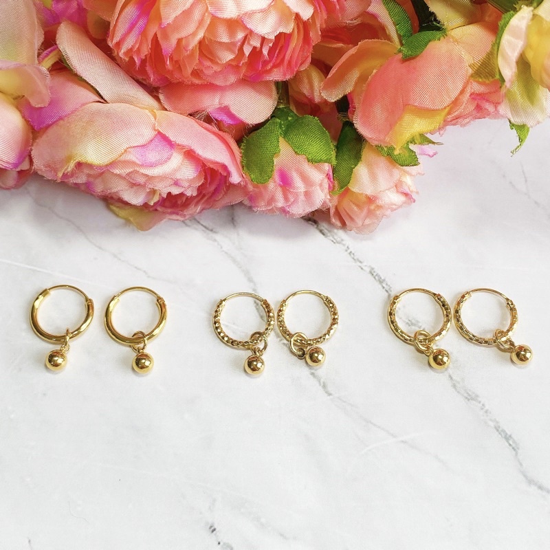 Anting Titanium Anak ABG/ Dewasa Model Bulat Gipsy Gantung (Diameter 1,5cm)