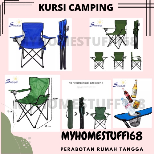 KURSI LIPAT TRAVEL CAMPING OUTDOOR SANDARAN SANTAI PORTABLE-CAMPING CHAIR 4 WARNA