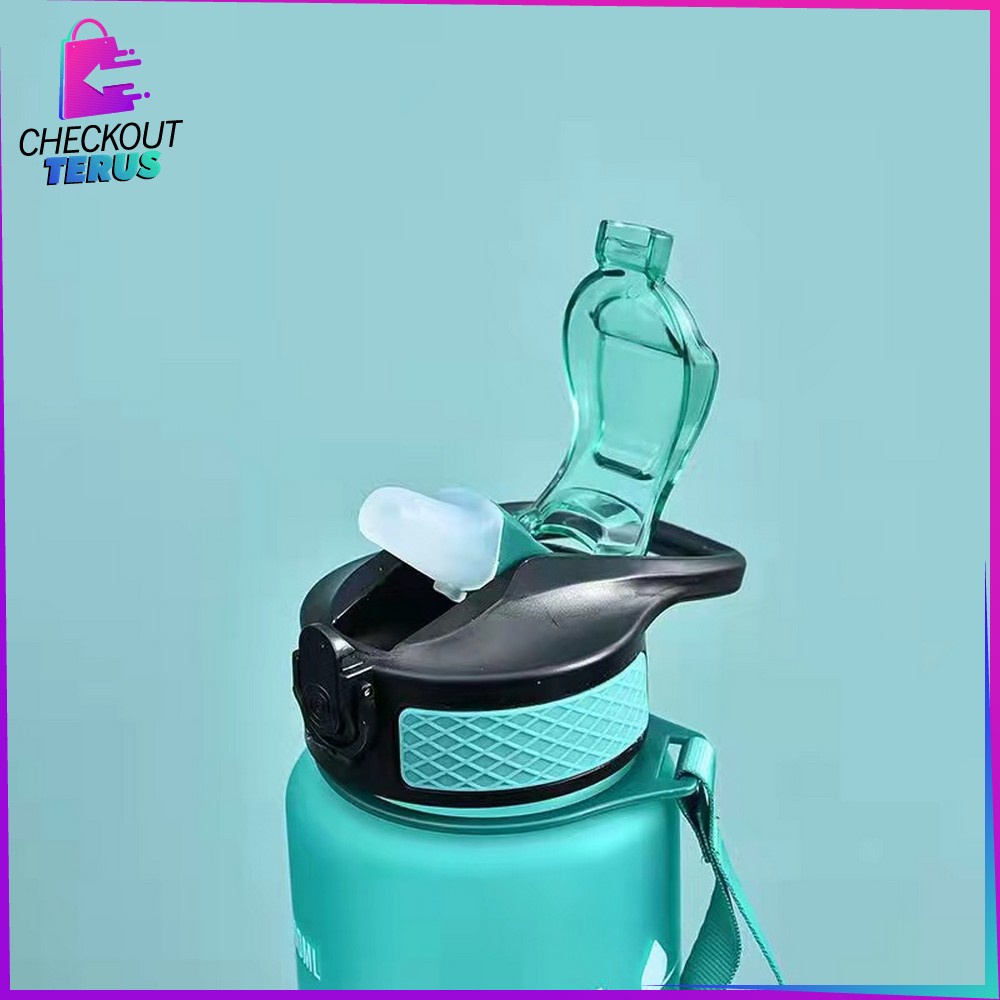 CT C407 Botol Minum 1 Liter Gradasi BPA FREE Tumbler Olahraga Unik Dengan Penanda Waktu Botol Sport Motivation