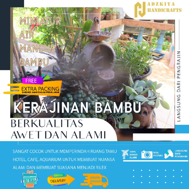 Penyejuk Ruangan Air Mancur Bambu