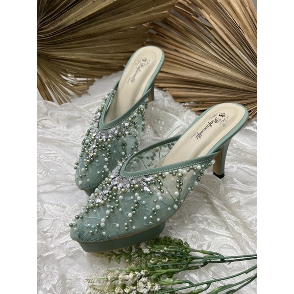 sepatu wanita wedding Yesika diamont 9cm lancip