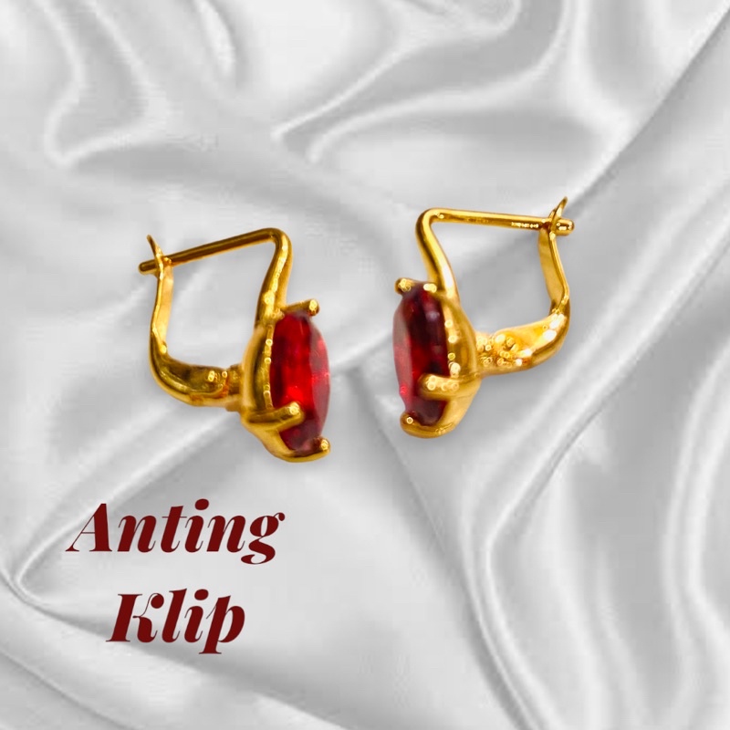 Anting wanita //anting klip //anting permata //perhiasan wanita