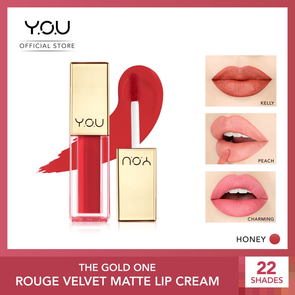Y.O.U The Gold One Rouge Velvet Matte Lip Cream Quick Dry and Long Lasting Original 100% By You