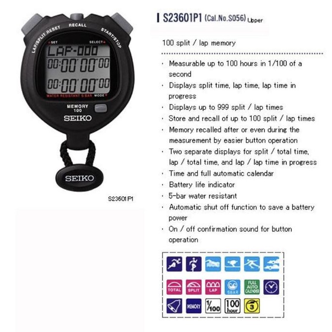 Stopwatch Seiko S23601P Original