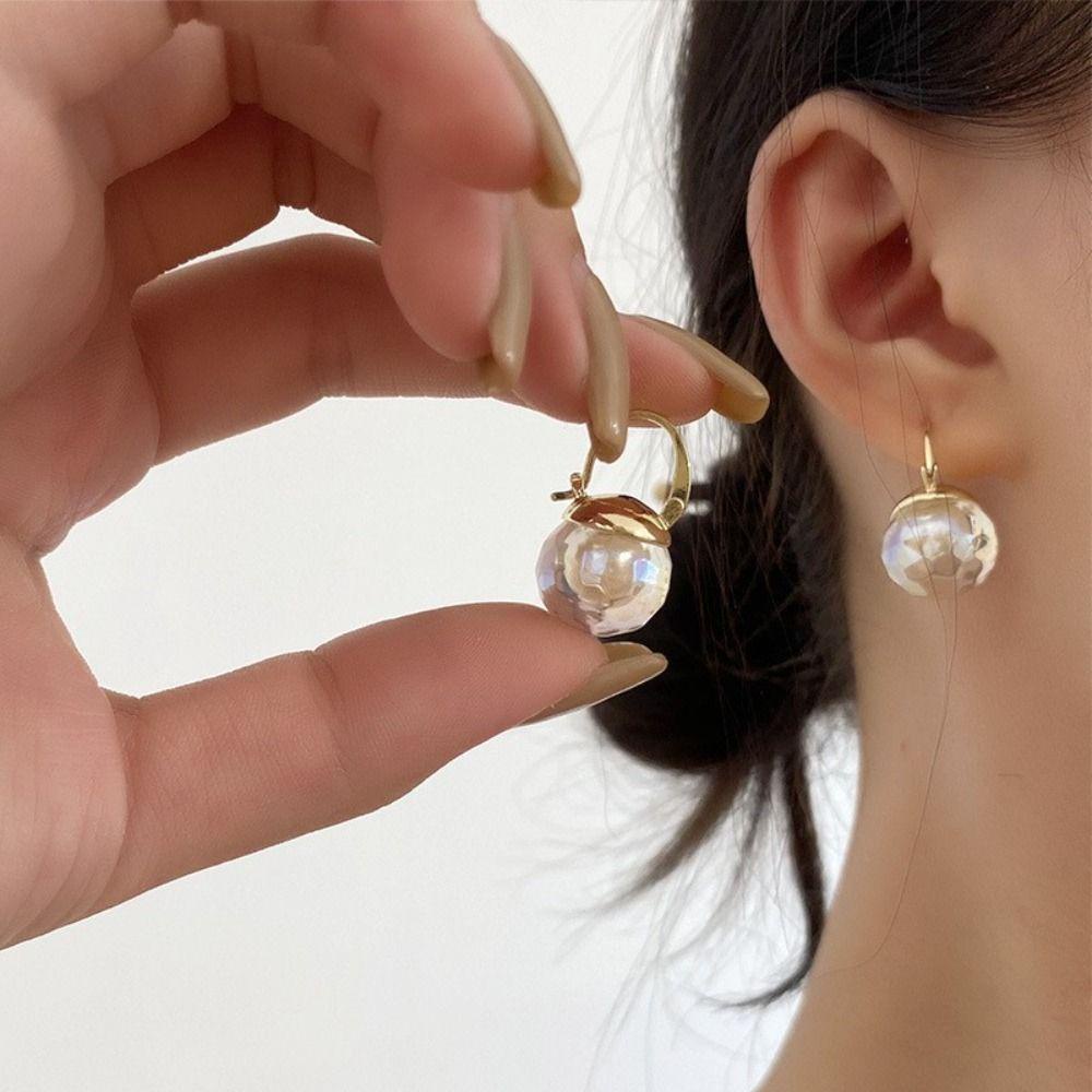 Needway   Glazed Bead Earrings Trendi Desain Feminim Rasa Earwear Hadiah Perhiasan Pernikahan Untuk Anting Gaya Korea Nya