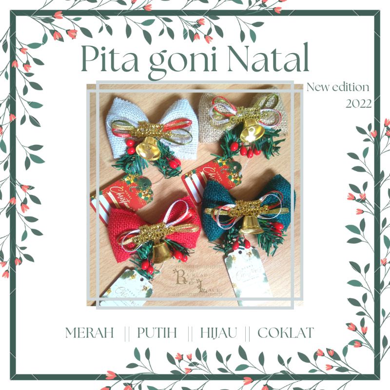 Pita hias kado Natal goni siap pakai Christmas