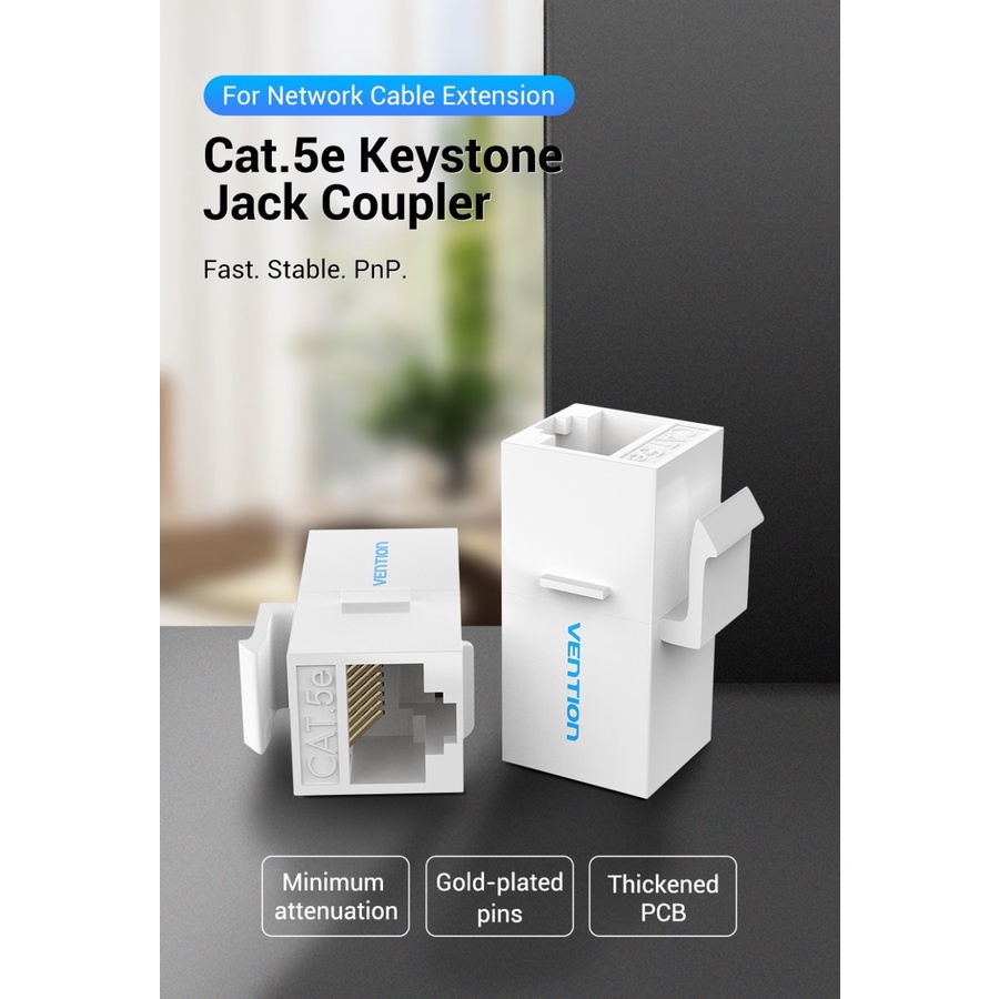 Barel RJ45 Vention Cat5E UTP Keystone Jack Coupler White VDD-B11-W 10 Pcs Pack