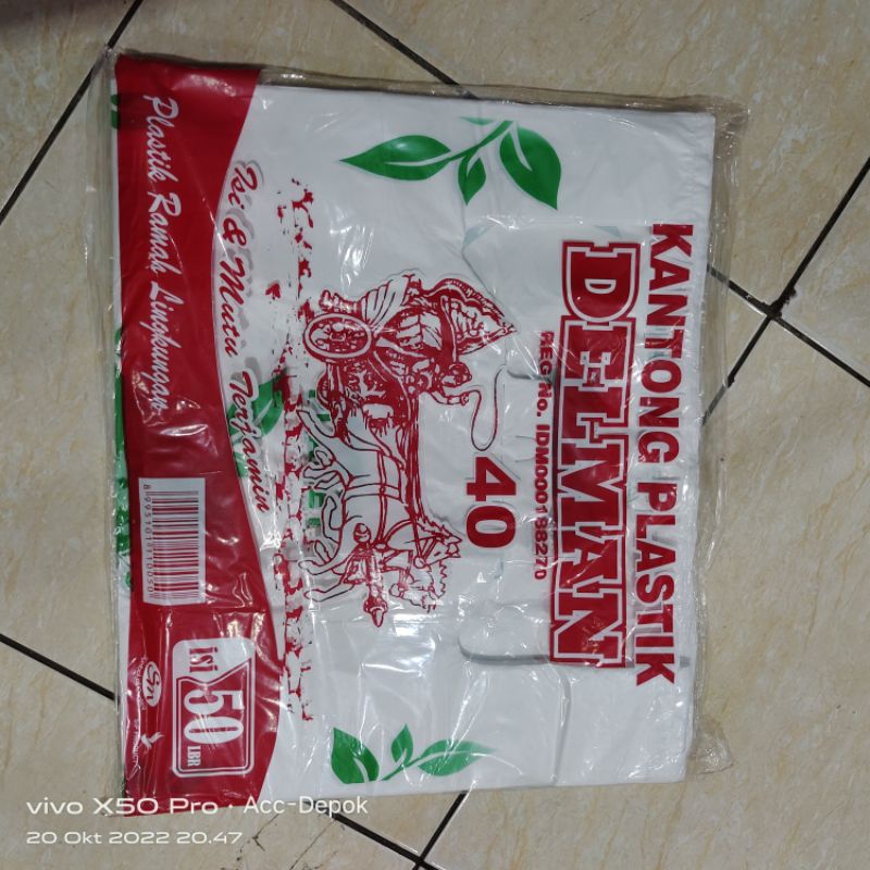 KANTONG KRESEK DELMAN RAMAH LINGKUNGAN UKURAN 40 Cm GO GREEN SAVE OUT PLANET ISI 50 LEMBAR