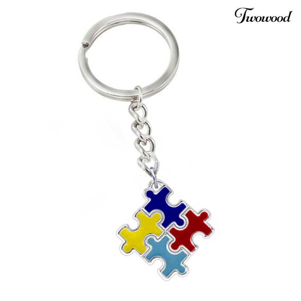 Twowood Gantungan Kunci Bentuk Puzzle Kesadaran Autis Warna-Warni Untuk Unisex